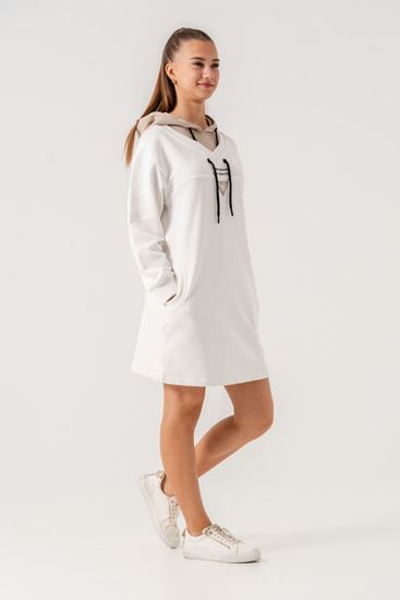 8-15 Yaş Designer Style Kız Çocuk Elbise -Ekru-