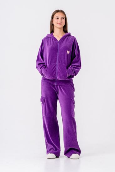8-15 Yaş Premium Velvet Carco Kız Çocuk Takım -Mor