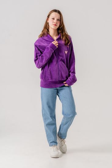 8-15 Yaş Premium Velvet Jean Kız Çocuk Takım -Mor-