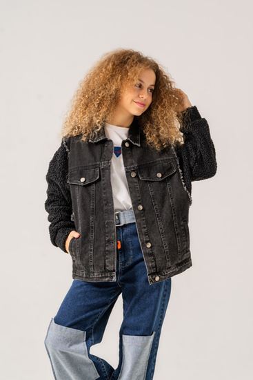 8-15 Yaş Quzu De Paris Kız Çocuk Tasarım Ceket -Siyah-