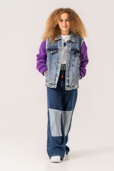 8-15 Yaş Quzu De Paris Kız Çocuk Tasarım Ceket -Mor-