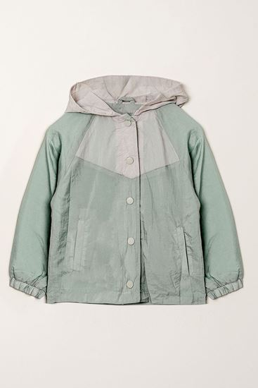 5-10 Yaş Cool Design Kız Çocuk Su İtici Yağmurluk -Modern Yeşil-