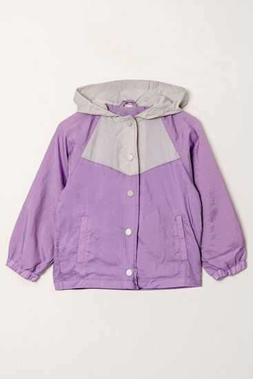 5-10 Yaş Cool Design Kız Çocuk Su İtici Yağmurluk -Mor-