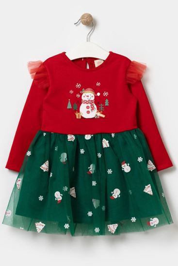 9-24 Ay New Year Noel Wınter Kız Bebek  Elbise -Kırmızı
