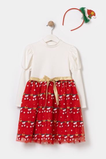 4-7 Yaş New Year Candy Kız Çocuk Taçlı Elbise -Ekru-