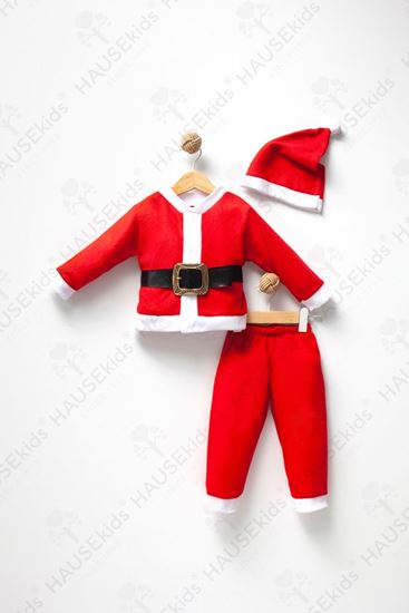 1-4 Yaş Noel Baba Kostüm Erkek Çocuk 4'Lü Takım - Kırmızı-