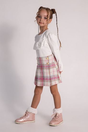 4-9 Yaş Madonna Kız Çocuk Şort Etekli Takım -Ekru-