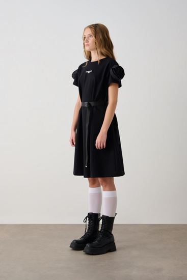 10-16 Yaş I Love Hause Kız Çocuk Tasarım Elbise -Siyah-