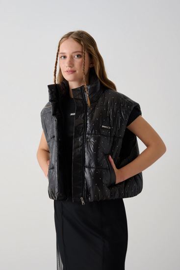 10-16 Yaş Magic Premium Kız Çocuk Dolgulu Tasarım Şişme Yelek -Siyah-