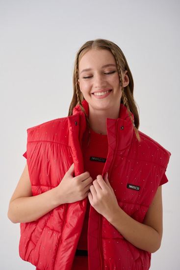 10-16 Yaş Magic Premium Kız Çocuk Dolgulu Tasarım Şişme Yelek -Kırmızı-