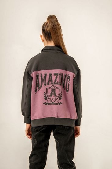 8-12 Yaş Amazing Team Kız Çocuk Bomber Ceket -Leylak-