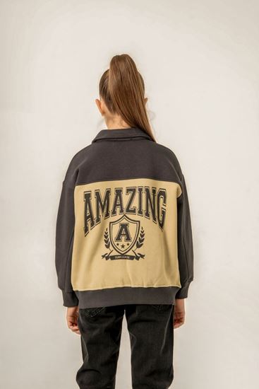 8-12 Yaş Amazing Team Kız Çocuk Bomber Ceket -Modern Haki-