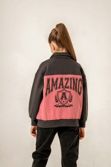8-12 Yaş Amazing Team Kız Çocuk Bomber Ceket -Mercan-