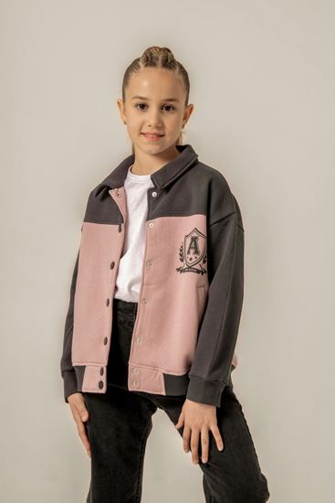 8-12 Yaş Amazing Team Kız Çocuk Bomber Ceket -Pudra-