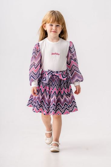 2-9 Yaş Rana Kız Çocuk Etekli Takım -Lila-