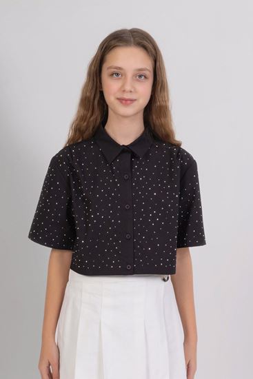 9-14 Yaş New Magic Cool Kız Çocuk Gömlek -Siyah-