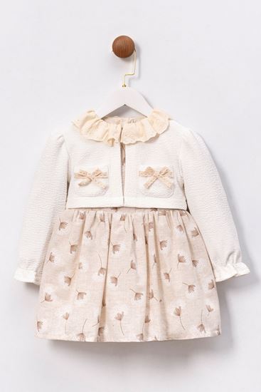 2-5 Yaş Premium Cotton Kız Çocuk Elbise Takım-Latte
