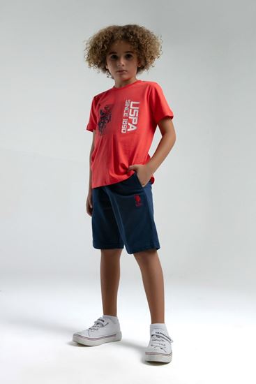 4-15 Yaş Lisanslı Us Polo ASSN Erkek Çocuk Takım-Nar çiçeği