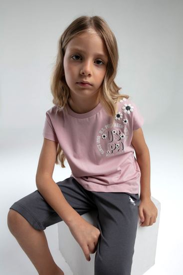 4-15 Yaş Lisanslı Us Polo ASSN Kız Çocuk Takım-Pembe