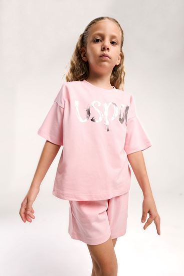 4-15 Yaş Lisanslı Us Polo ASSN Kız Çocuk Takım-Pembe