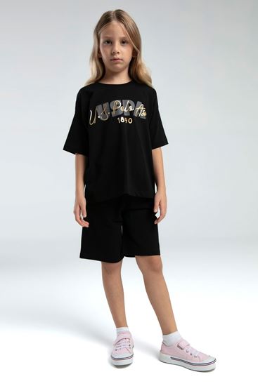 4-15 Yaş Lisanslı Us Polo ASSN Kız Çocuk Takım-Siyah