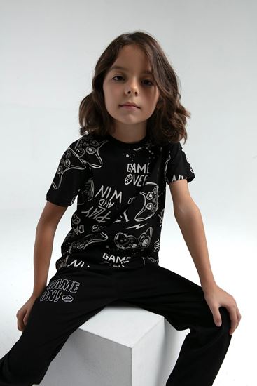 2-15 Yaş Game Over Erkek Çocuk Takım-Siyah