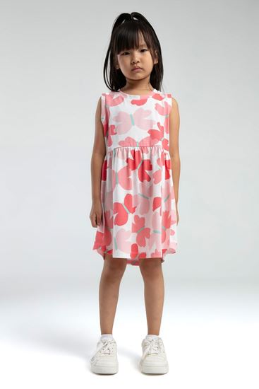 3-8 Yaş Fresh Leaf Kız Çocuk Elbise-Mercan