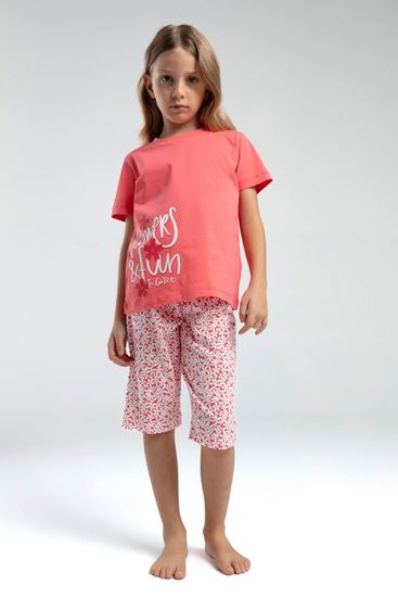 2-15 Yaş Flowers Date Kız Çocuk Takım-Mercan