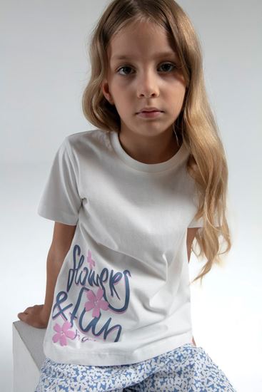 2-15 Yaş Flowers Date Kız Çocuk Takım-Beyaz