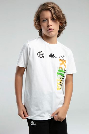 5-16 Yaş Lisanslı Kappa Erkek Çocuk T-Shırt-Beyaz