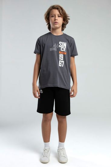 5-16 Yaş Lisanslı Kappa Erkek Çocuk T-Shırt-Antrasit