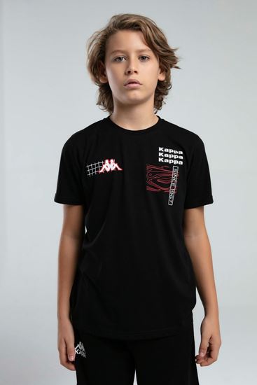 5-16 Yaş Lisanslı Kappa Erkek Çocuk T-Shırt-Siyah