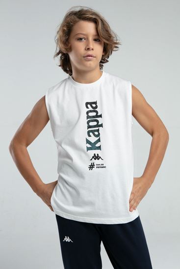 5-16 Yaş Lisanslı Kappa Erkek Çocuk T-Shırt-Beyaz
