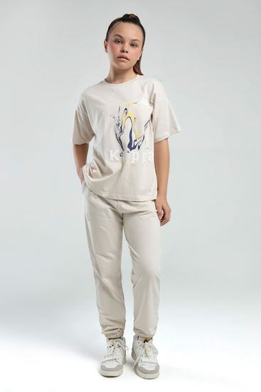 5-16 Yaş Lisanslı Kappa Kız Çocuk T-Shırt-Bej