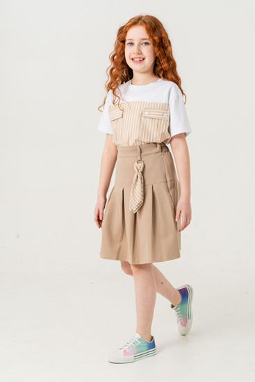 4-15 Yaş Line Fashio Kız Çocuk Takım-Latte