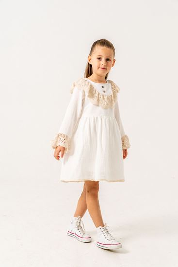 2-9 Yaş Fisto Guepurie Kız Çocuk Elbise -Ekru-