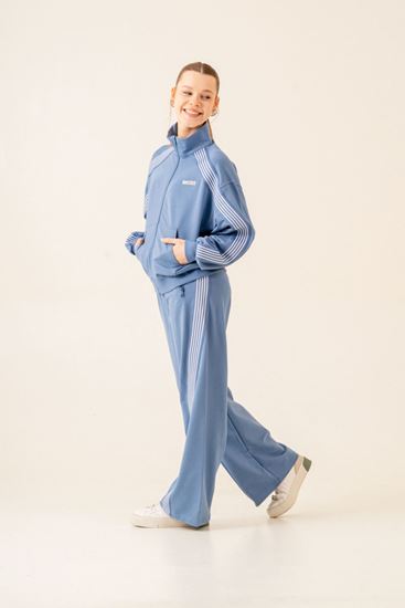 9-15 Yaş Line Modern Design  Kız Çocuk Takım-Mavi