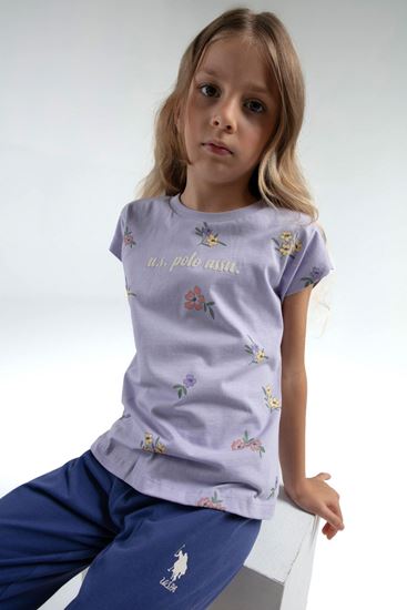 4-15 Yaş Lisanslı Us Polo Assn Kız Çocuk Takım-Lila