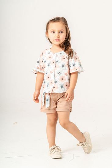 2-9 Yaş Flower Bloom Kız Çocuk Takım-Latte