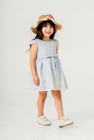 2-9 Yaş Marina Sunset Kız Çocuk Şapkalı Elbise-Mavi