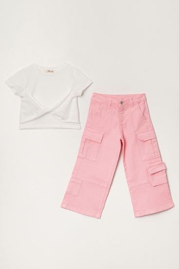 3-8 Yaş Los Angeles Kız Çocuk Pantolonlu Takım-Ekru