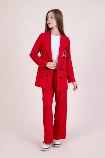 4-9 Yaş Premium Cormany Classic Kız Çocuk Takım-Kırmızı