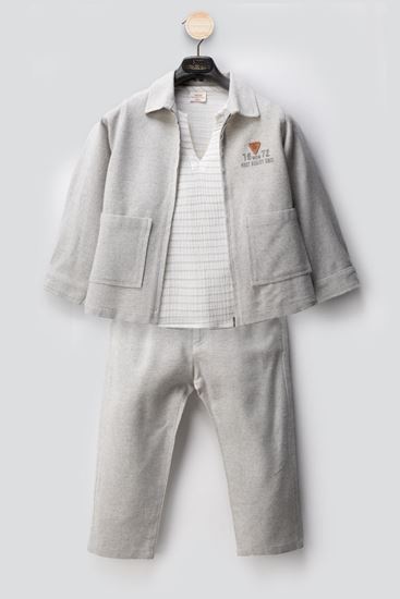 2-10 Yaş Fırst Cotto Designo Erkek Çocuk 3'Lü Takım-Uzay Grisi