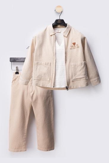 2-10 Yaş Fırst Cotto Designo Erkek Çocuk 3'Lü Takım-Latte