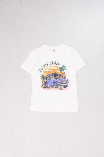 4-9 Yaş Travel Summer Erkek Çocuk T-Shırt-Beyaz
