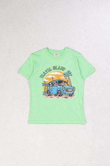 4-9 Yaş Travel Summer Erkek Çocuk T-Shırt-Yeşil