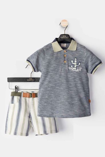 2-6 Yaş Cool Cactus Erkek Çocuk Kemer Dahil 3'Lü Takım-Lacivert