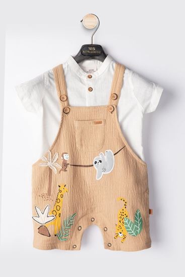 6-18 Aylık Animals Garden Erkek Bebek Salopet Takım-
