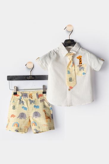 9-24 Aylık Zürafa Tema Erkek Bebek 3'Lü Takım-Sarı