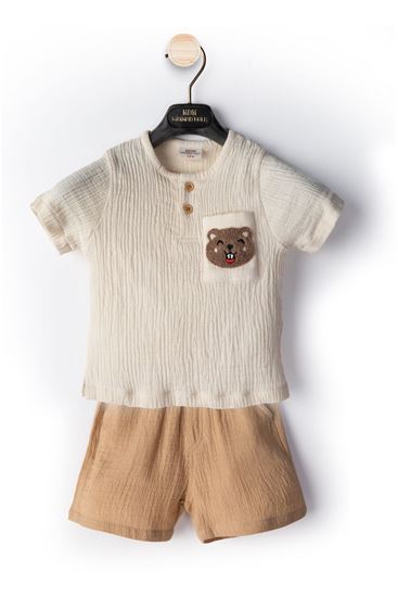 6-18 Aylık Koala Cotto Erkek Bebek Takım-Latte